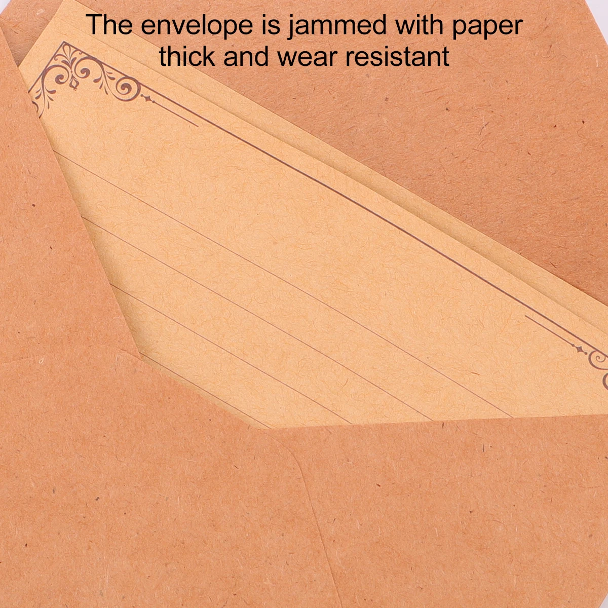 

Russian Cardboard Kraft Paper Envelope 120g Writing Paper Retro Stationery Set Lightweight Portable Letter