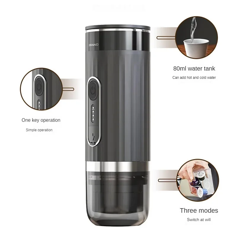 Portable Fully Automatic Espresso Capsule Coffee Machine Wireless Heating Outdoor Electric Coffee Machine Can Brew Coffee Powder