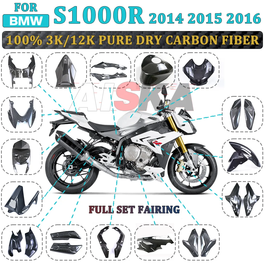 

For Bmw S1000R 2014 2015 2016 100% Carbon Fiber Motorcycle Fender Belly Pan Tank Swingarm Tail Covers Panels Fairing Accessories