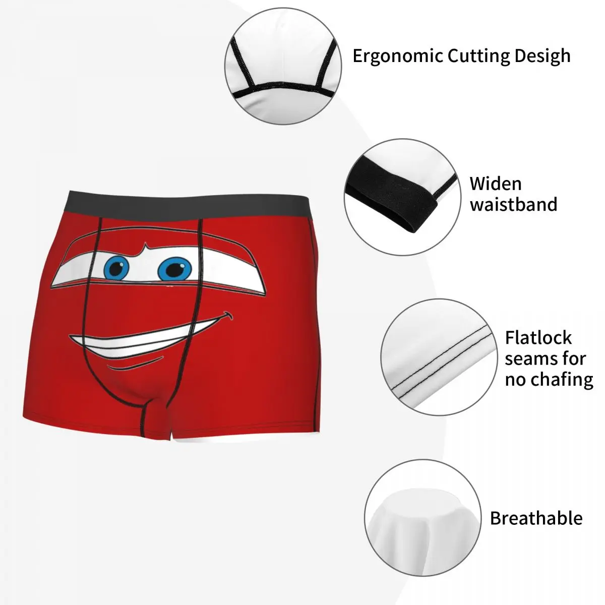 Men Lightning McQueen Croc Pixar Cars Long Underwear Humor Boxer Briefs Shorts Panties Male Mid Waist Underpants