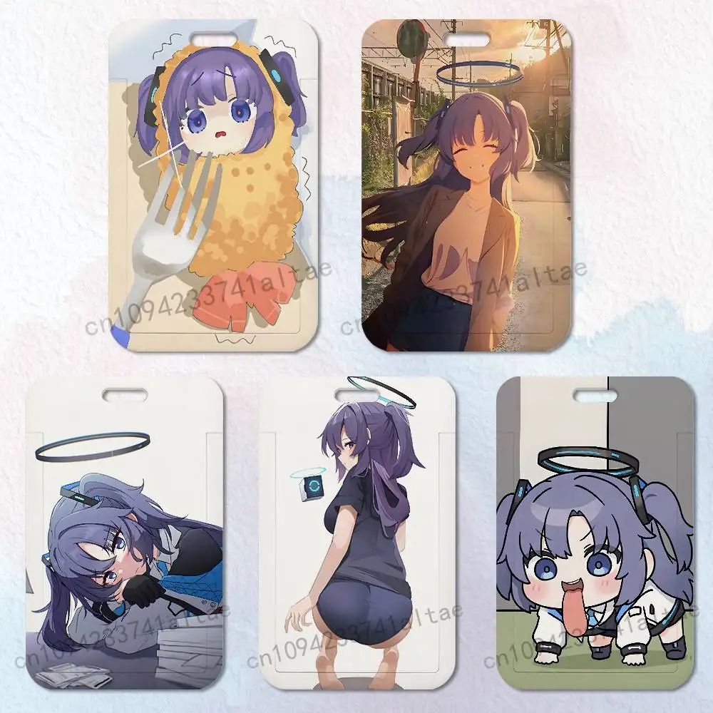 

Hayase Yuuka Blue A-Archive Card Holder Durable With Carabiner Name Tag Vertical ID Badge Holders Credentials Protection