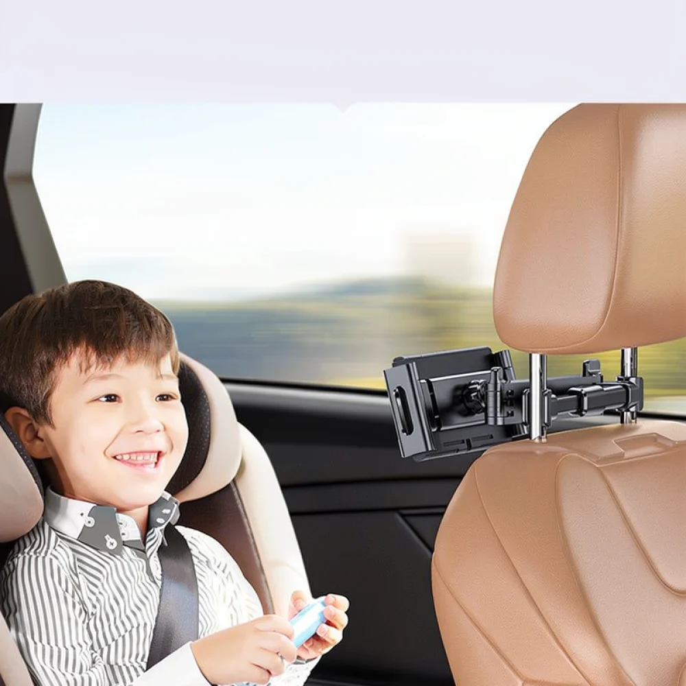 Car Back Seat Tablet Holder Adjustable Headrest Mount Stand For iPad Phone Universal Auto Cradle Cradle Cradle Rotatable Black