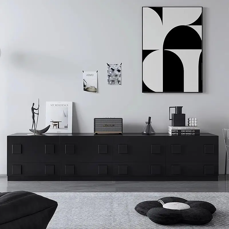 2025 new French solid wood TV cabinet floor-to-ceiling living room home free combination cabinet multi-functional storage locker
