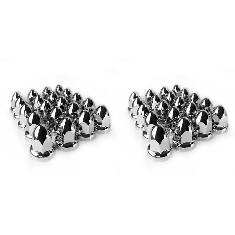 L10A 40PCS 33Mm Chrome Lug Nut Covers ABS Plastic Push-On For Semi Trucks