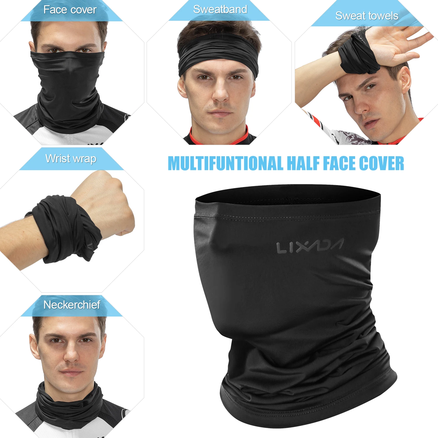 Lixada Cycling Half Face Cover Motorcycle Neck Warmer Riding Neck Gaiter Cooling Climbing Running Hiking Neck Wrap Ice Silk Dust