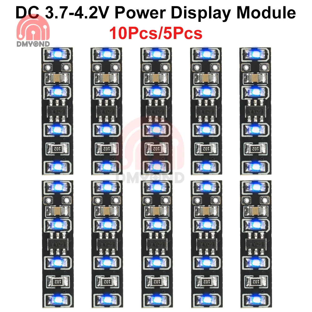 10Pcs/5Pcs DC 3.7-4.2V Power Display Module LED Battery Electricity Indicator Meter for 3.7V 18650 21700 32700 Lithium Battery