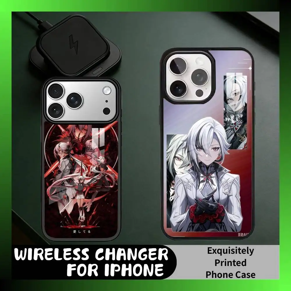 G-Genshin A-Arlecchino Birthday Theme Phone Case For iPhone17,16,15,14,13 Plus,Pro Max Magnetic For Magsafe Wireless Charging