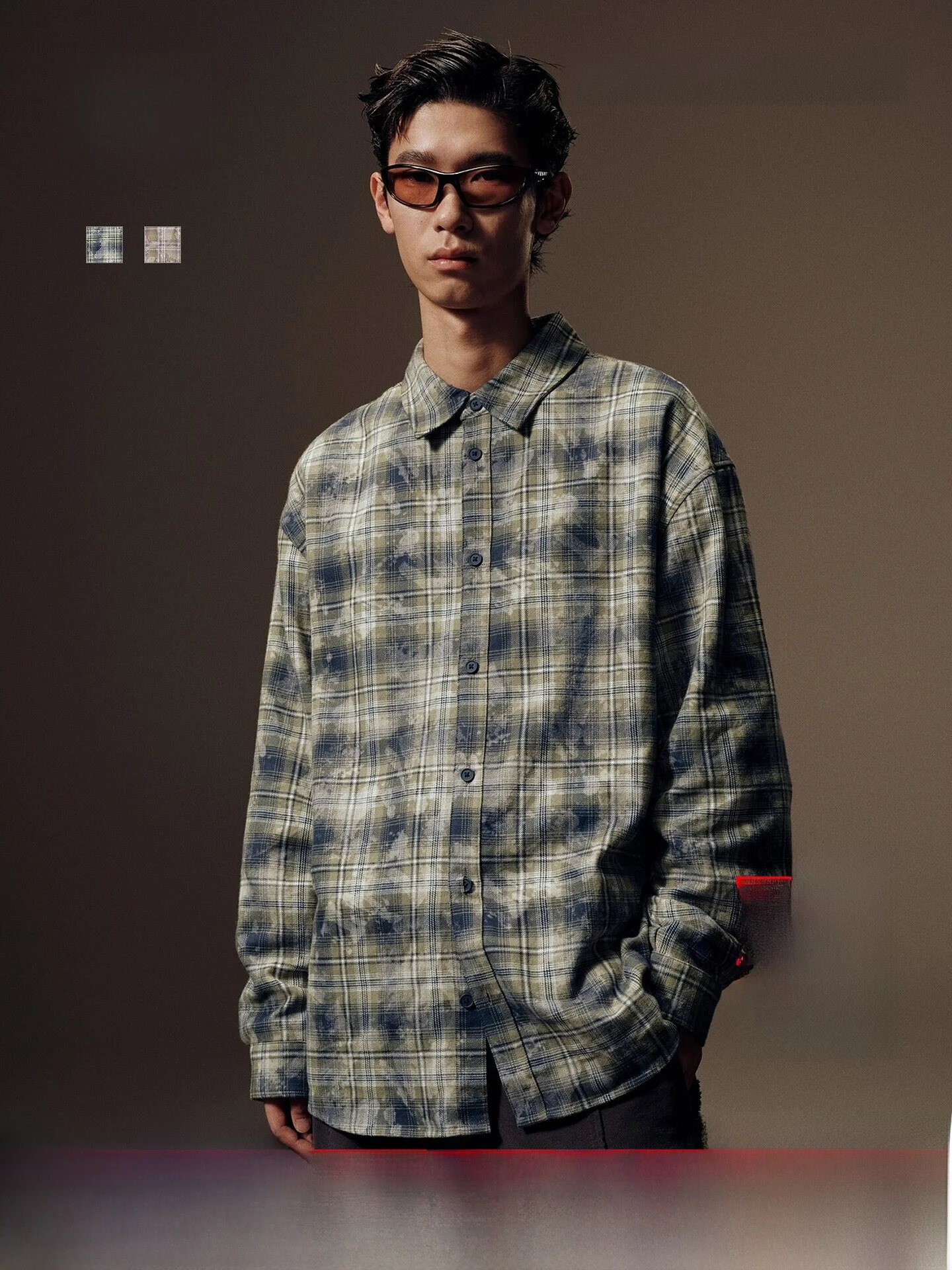 

H&M Men's Shirt American Style Outerwear Plaid Stand Collar Inner Wear Loose Fit Casual Cotton Youth Fashion Autumn 2025
