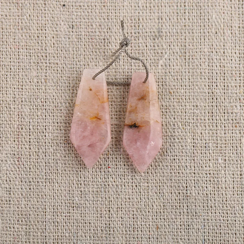 

B&F Drop Pink Quartz Pendant Beads, Handmade Natural stones beads, Polished Stones for jewelry Making Supplies