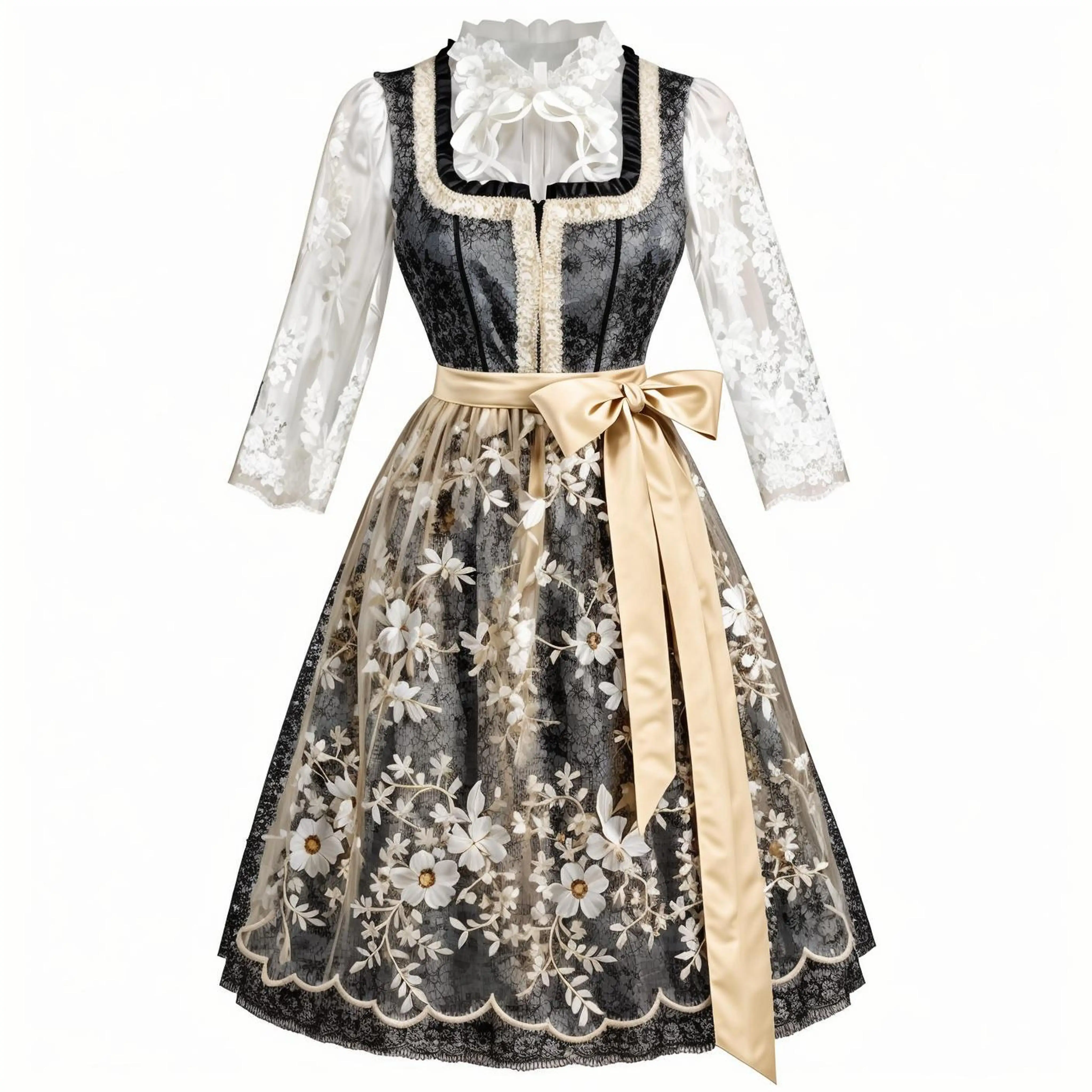 

Medieval Deluxe Dirndl Oktoberfest Dress Women German Bavarian Traditional Beer Dress Halloween Carnival Party Outfits