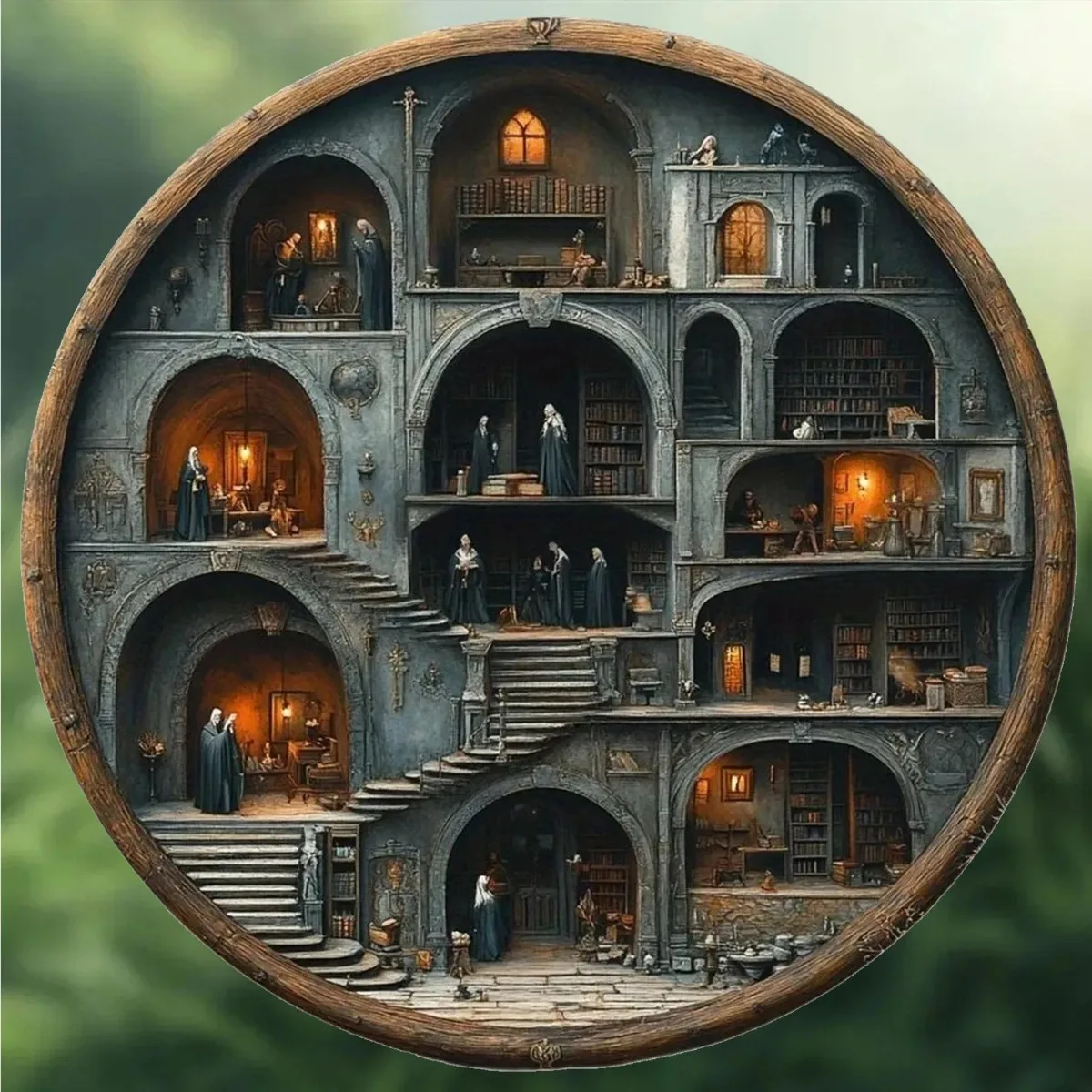 لوحة كلاسيكية من القصدير ولوحة دائرية للمدرسة السحرية ثنائية الأبعاد - ديكور أنيق للحانات/المقاهي/المنزل