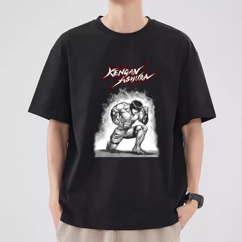 Bilibili Kengan Ashura T Shirt Men Couple Combination Clothes Short Sleeve Collar Fashion T-shirt Women Cotton