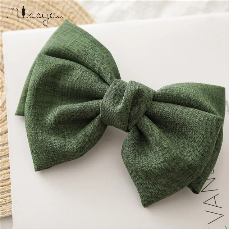 New Sweet Bow Hairpins Solid Color Bowknot Hair Clips for Girls Satin Butterfly Barrettes Duckbill Clip Hair Accessories