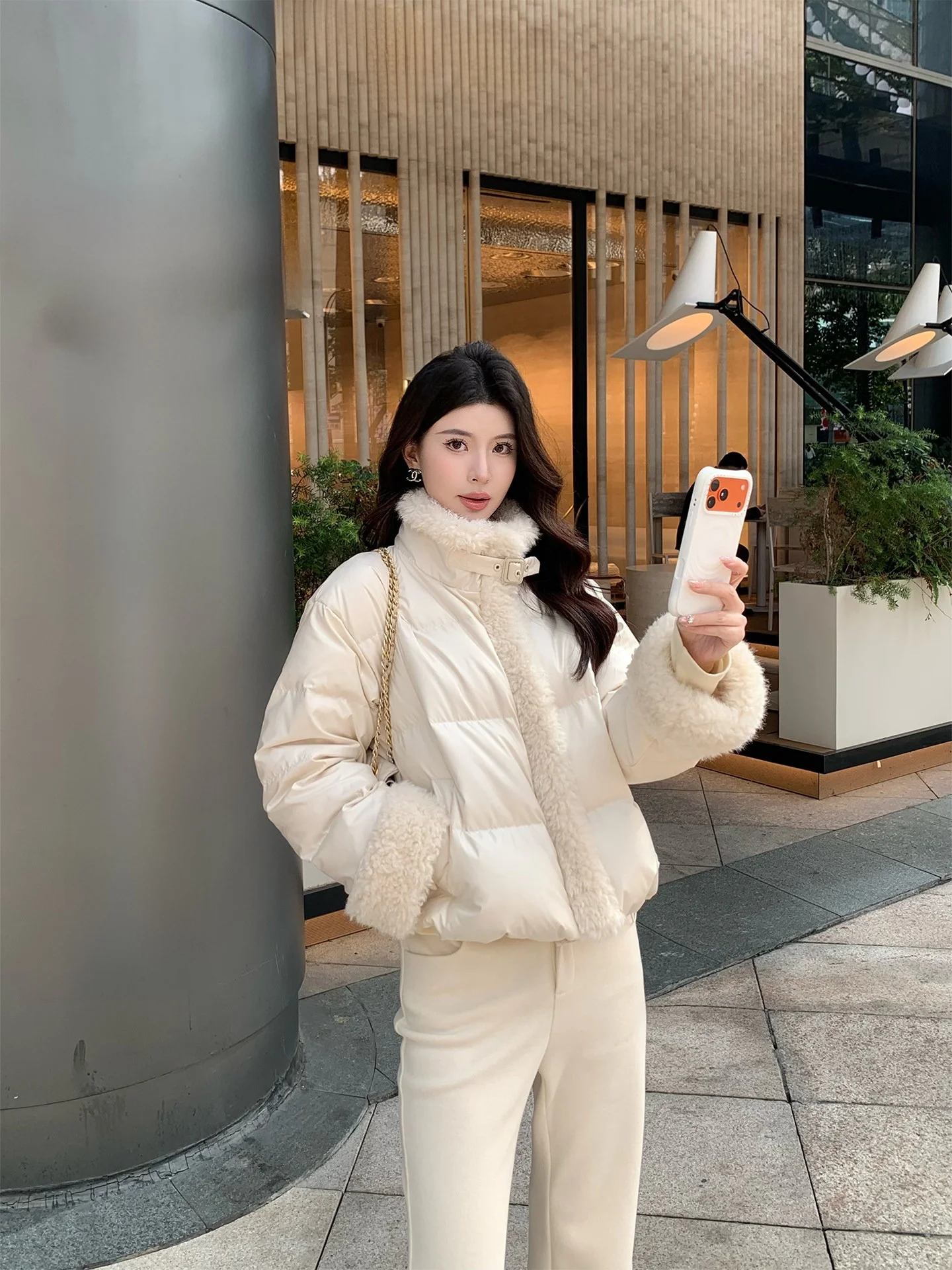 

Kun ort Thiened Winter down Jaet Women's Stand Collar Warm Coat Ele Sle White Du Feather Zipper Sve Long
