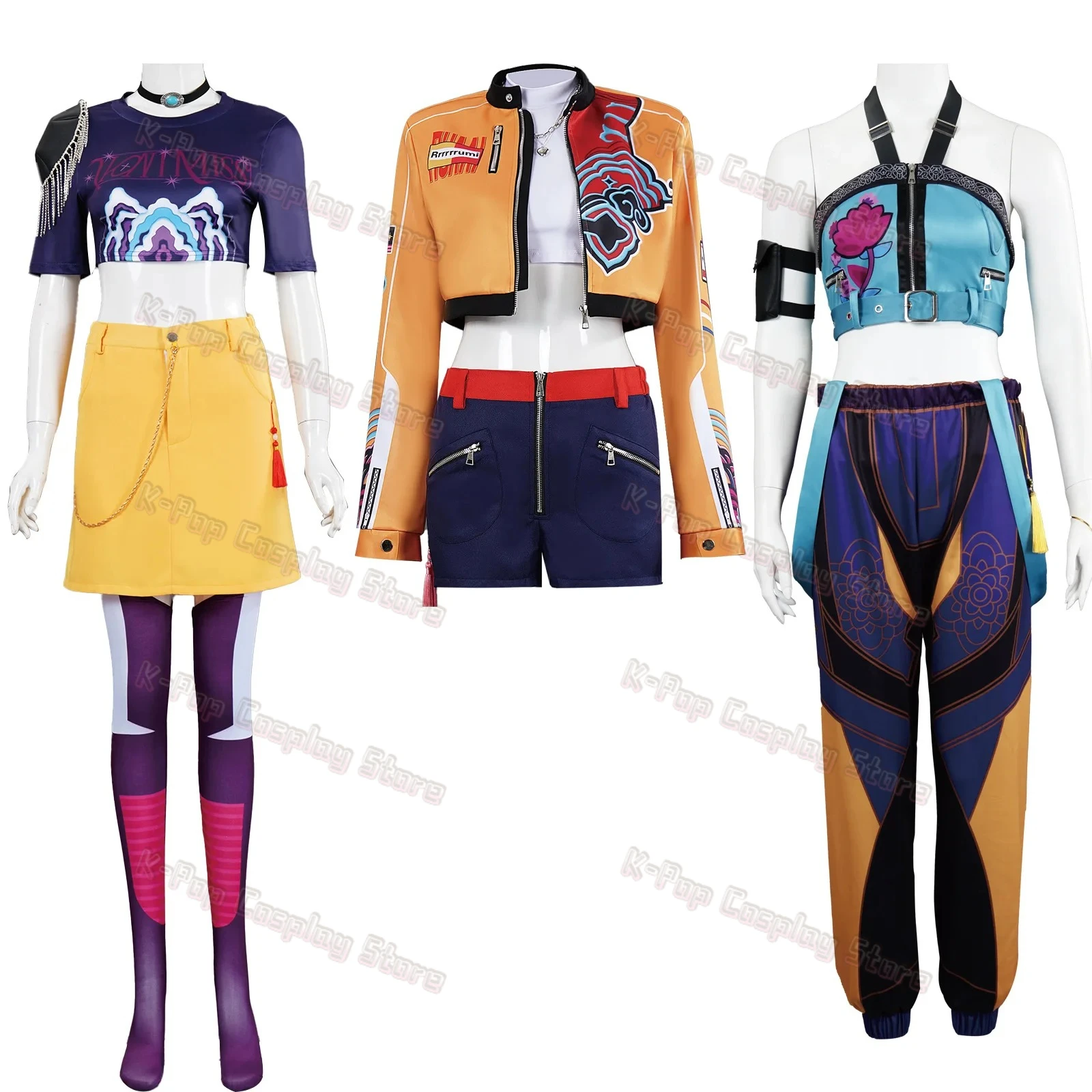 Rumi Zoey Mira Kpop 악마 헌터 코스프레 의상 여성용 의류 가발 그룹 아이돌 롤 플레잉 할로윈 카니발 슈트