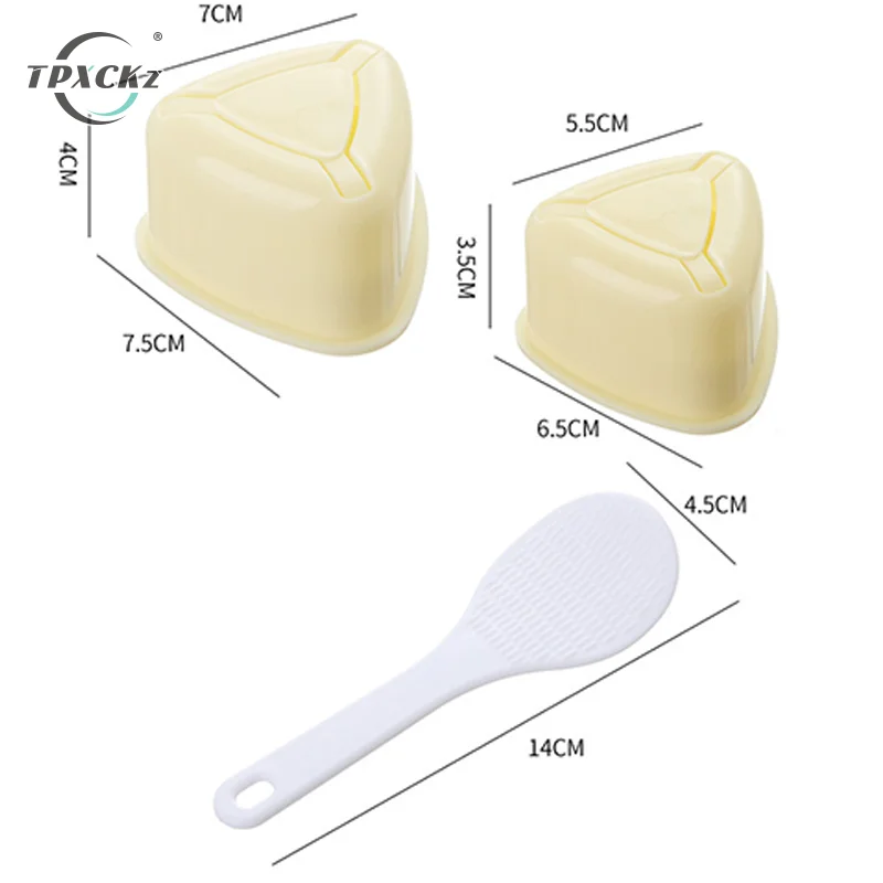 2Pcs DIY Triangle And Spoon Sushi Mold For Onigiri Kids Bento Machine Lunch Rice Large Small Mould Set Kitchen Accessories