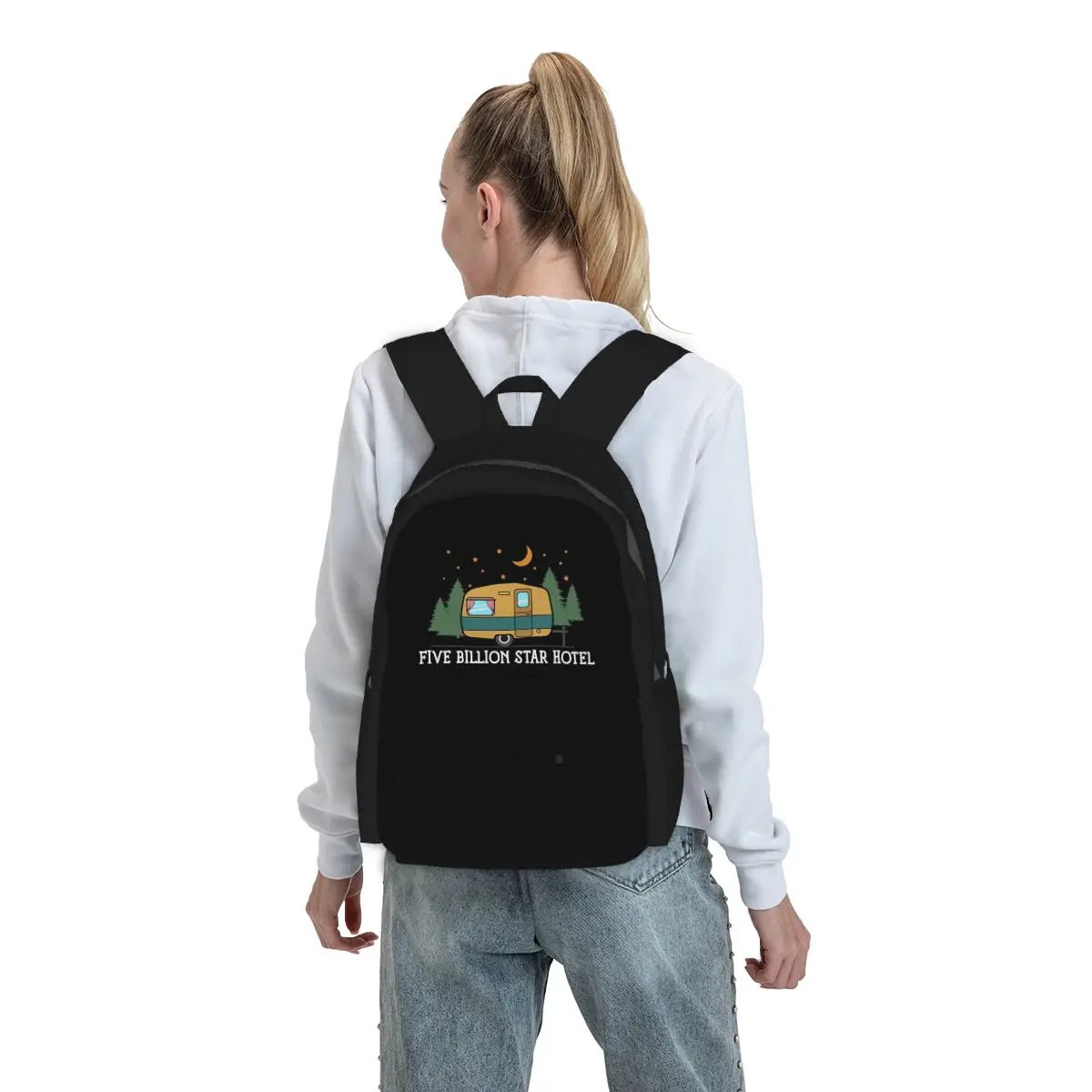 

Camping Happy Camper Backpack Student BookBag Kids School Bag Computer Shoulder Bags for Men Women