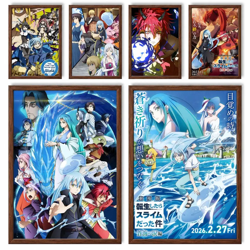 Popular Fantasy Isekai Anime That Time I Got Reincarnated as a Slime Poster Self-adhesive Waterproof Paper Room Wall Decor