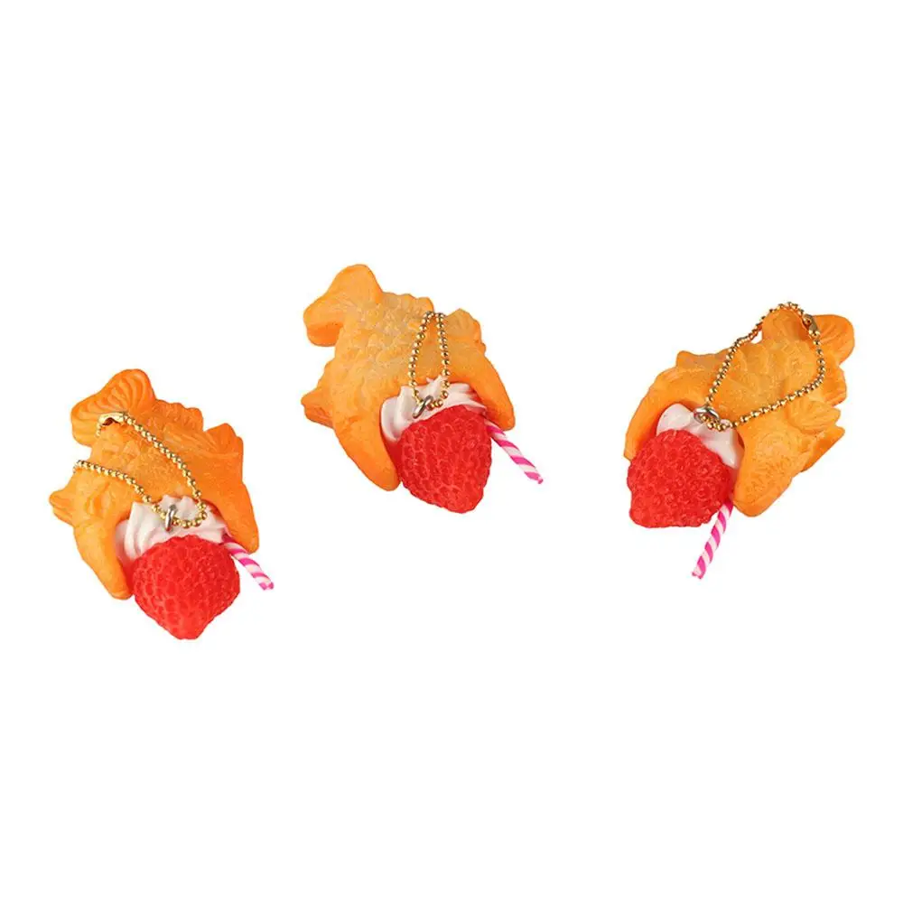 

Simulation Small Fish Dried Cake Keychain Funny Keyring Fish Biscuit Keychain Creative Cartoon Fruit Ice Cream Food Toy
