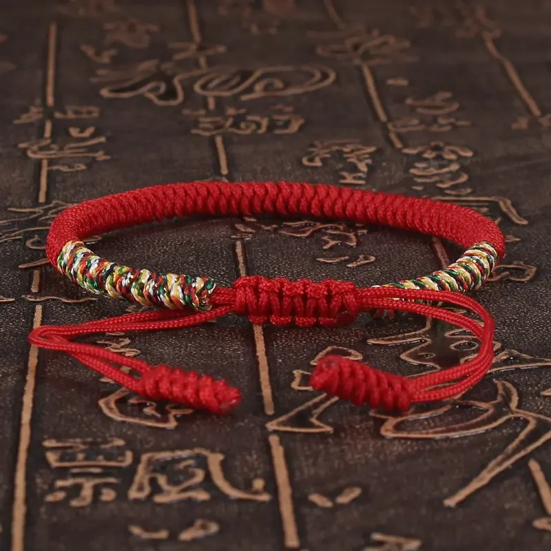 Braccialetto fortunato buddista tibetano Unisex treccia filo rosso corda regolabile King Kong Knot bracciali per gioielli donna uomo braccialetti