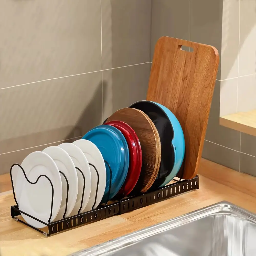 Expandable Pot Pan Lid Rack Pan Organiser with 10 Dividers