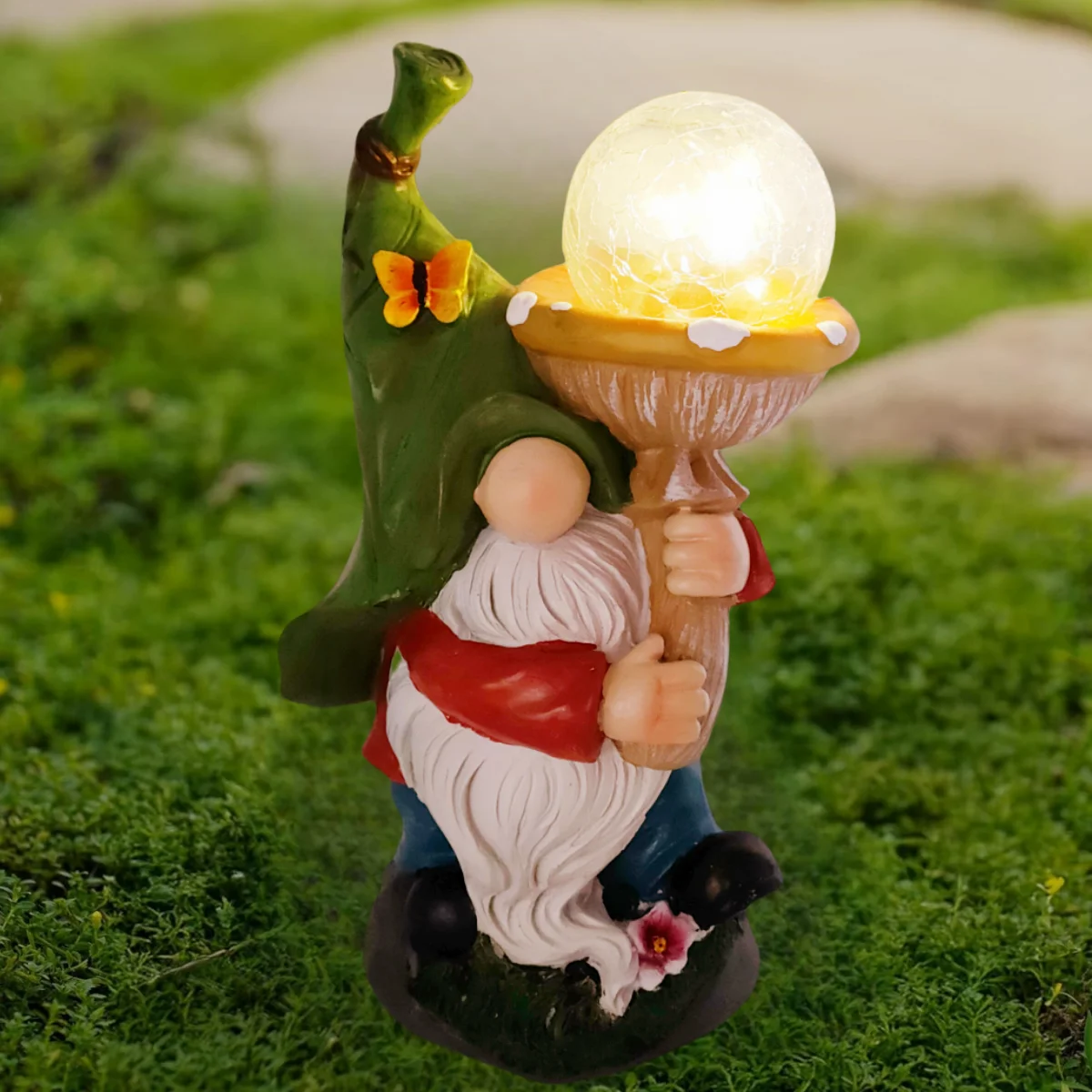 Outdoor Garden Solar Statue Light, Solar Gnome Statue for Garden Decor, Garden resin gnome holding mushroom light statue decor light, for Indoor Outdoor Patio Lawn Balcony Yard Home Decorations