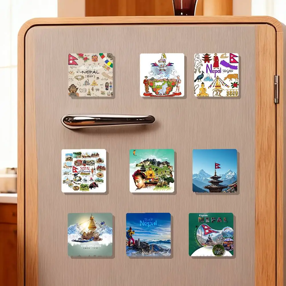 Nepali Culture Square Refrigerator Magnet Personalized Creative Magnetic Stickers With Magnets