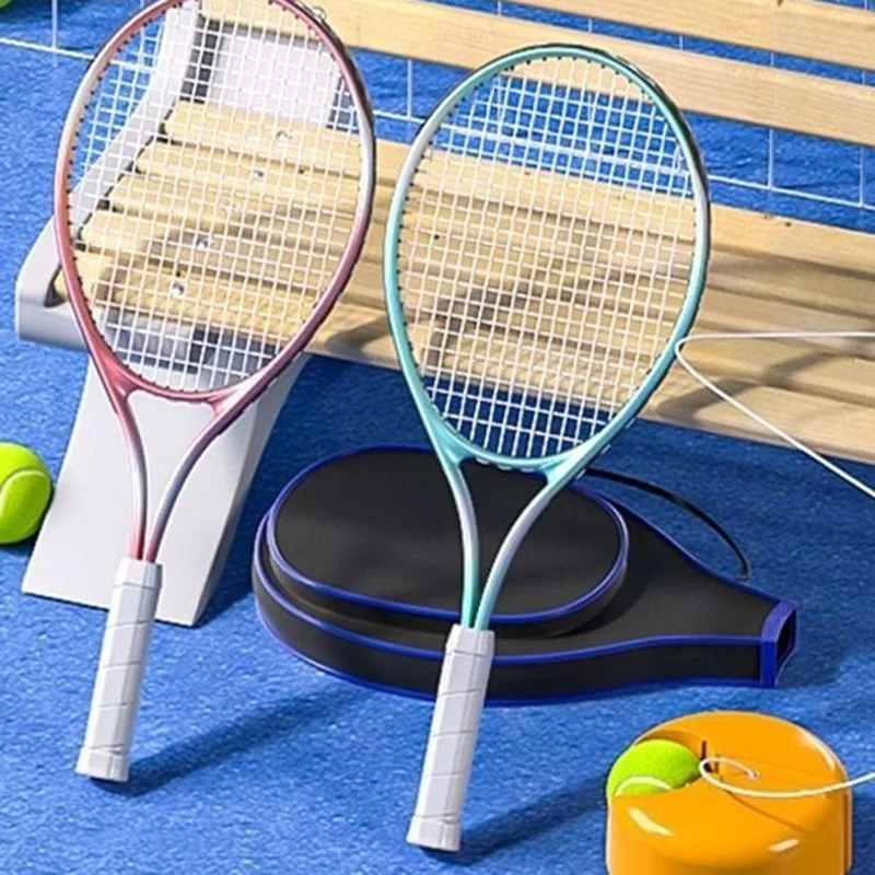 Single Rebound Aluminum Alloy Tennis Racket For Adults Training Device Sports Youth Games Outdoor for Beginner High Quality