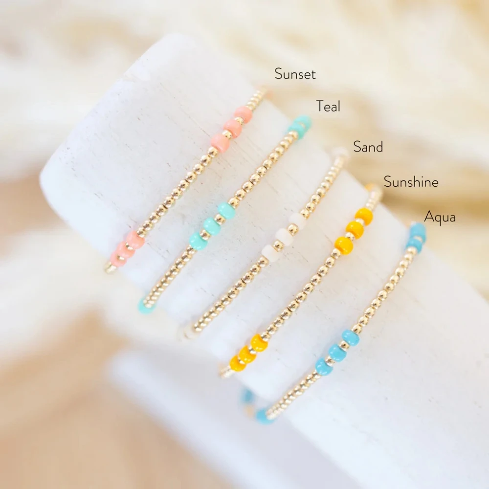 Vlen Perlenarmband für Frauen, Geschenk, mehrfarbige Glasperlen, Schmuck, 18 Karat vergoldet, Pulseras, Boho-Sommer-Stapelarmbänder – Detail 4
