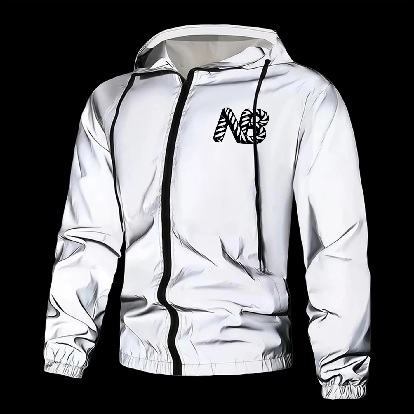 

Men's Reflective Jacket Full Zip Casual Outwear Spring Autumn Polyester Lined Coat Lightweight Windproof Safety Workwear Outd