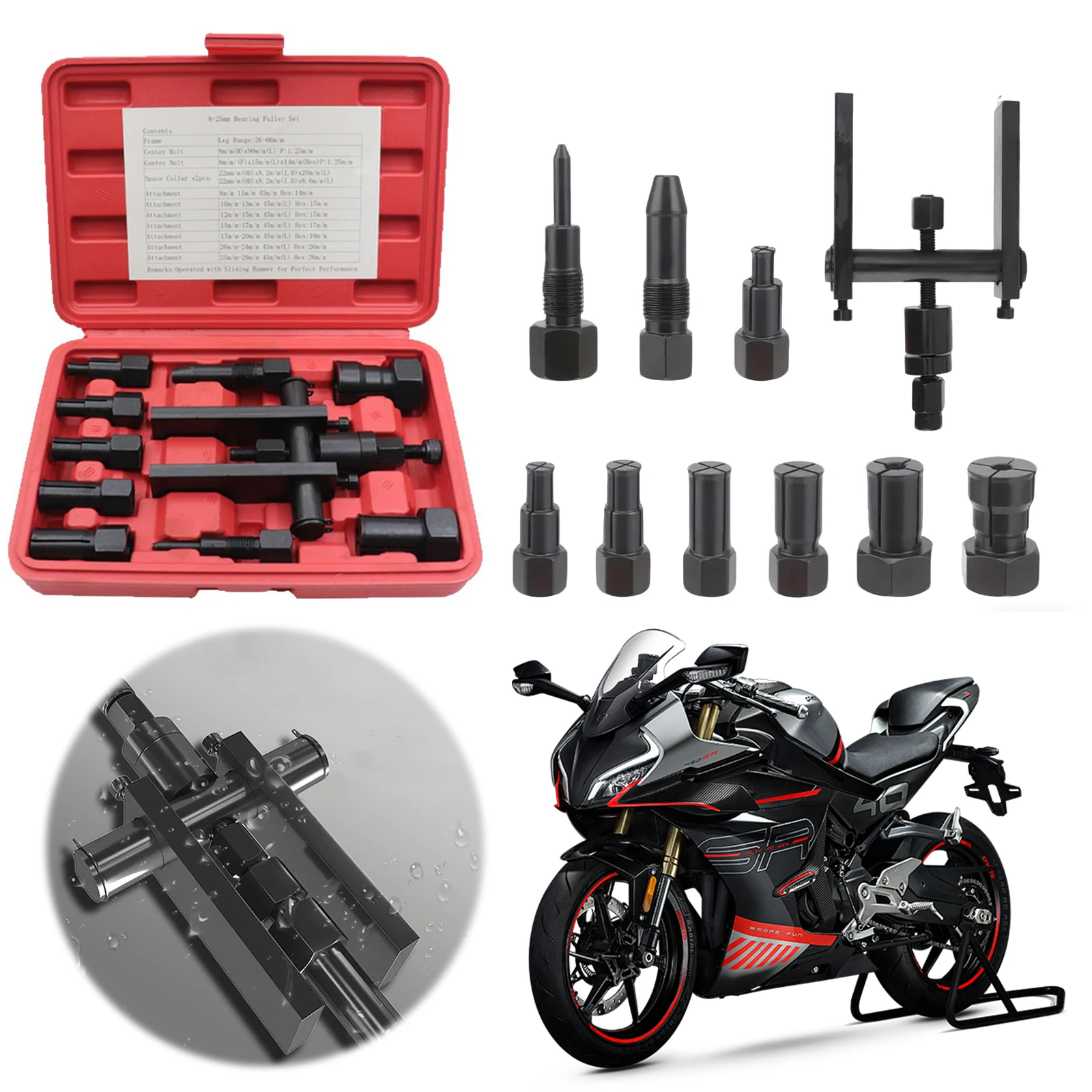 

1 Set Utility Bearing Puller Motorcycle Bearing Puller Kit Practical Bearing Puller Motorcycle Internal Bearing Puller Set
