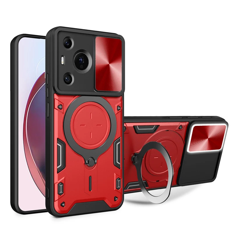 For POCO F7 Ultra F3 F5 F6 Pro Silicone Soft Cases Luxury Magnetic Ring Holder Camera Slide Shockproof Phone Case Back Cover