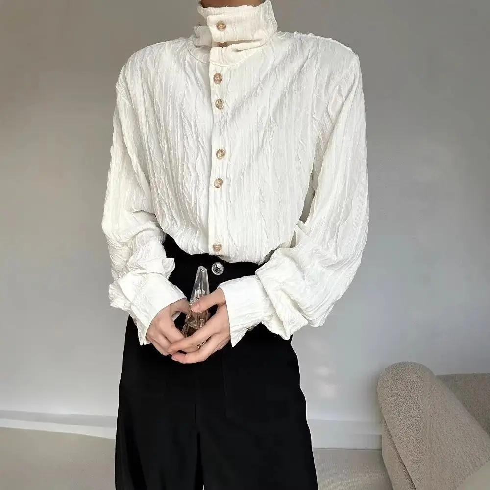 

Undercover for 2025 Spring and Autumn Fashion Texture Stand up Collar Neutral Style Long Sleeve Shirt