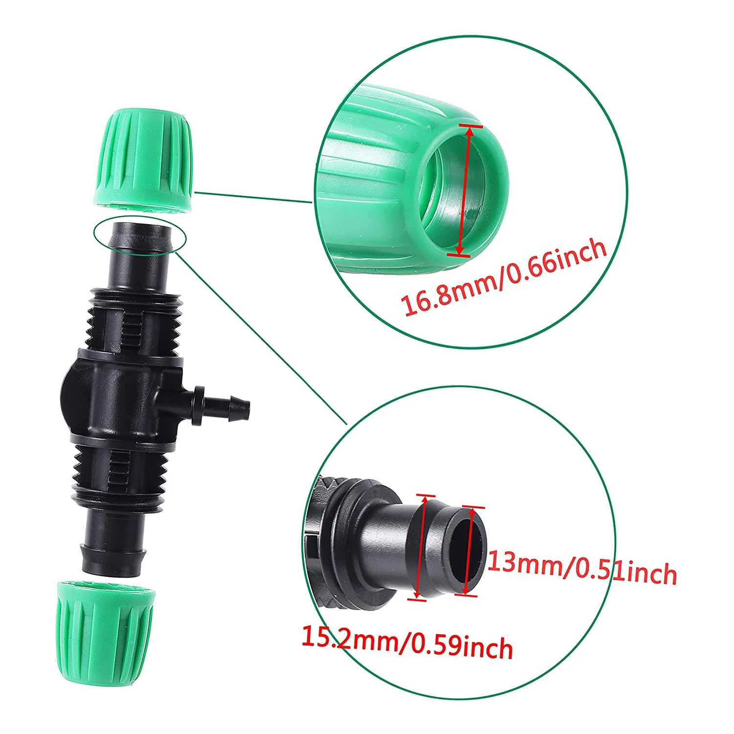 AA05 10 Pcs Barbed Tee 1/2 Inch Tubing (1/2Inch ID) 16Mm To 1/4 Inch Irrigation Tube Anti-Drop Fitting (Fits 13Mm ID/4Mm ID)