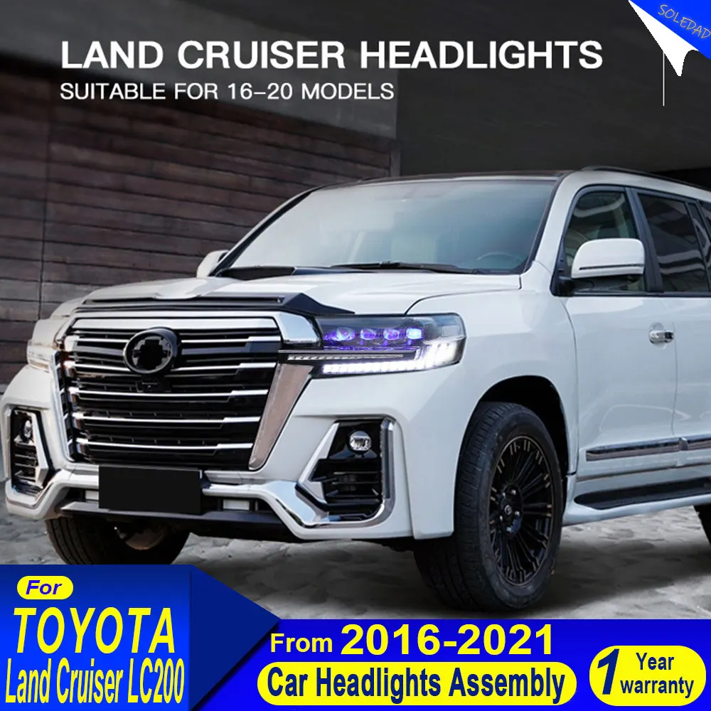 Car LED Headlight Assemblies For Toyota Land Cruiser 2016 2017 2018 2019 2020 2021 DRL Brake Turn Signal Lamp Plug and Play