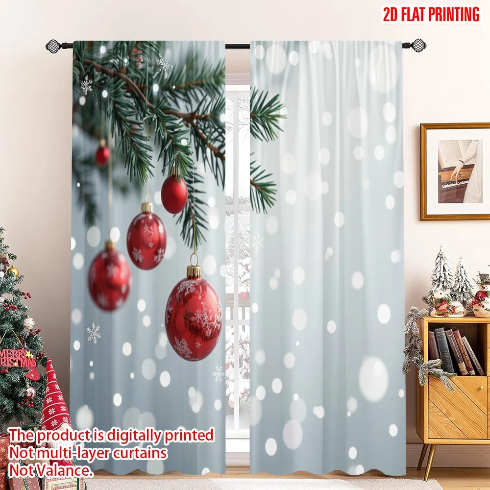 

2pcs 2D flat printing Christmas Party Curtain Christmas Ornaments Garland Decorations 100% Polyester Fabric Without Electricity