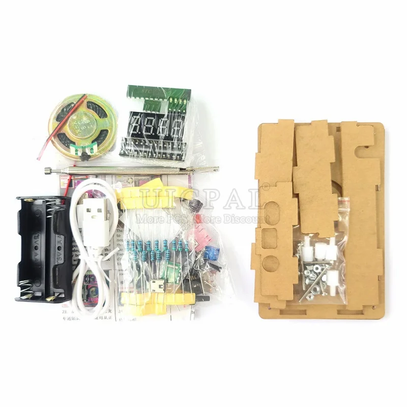 Imagem -03 - Diy Kit Rádio fm Eletrônico Freqüência Ajustável Projeto Pcb Solda Assembleia Prática Solda Rda5807s 87108mhz Double Power