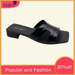 FABIO PENNY Women's Low-Heeled Slippers Solid Color Daily Wear Comfortable Leisure Slippers for Ladies Perfect for Lazy Days