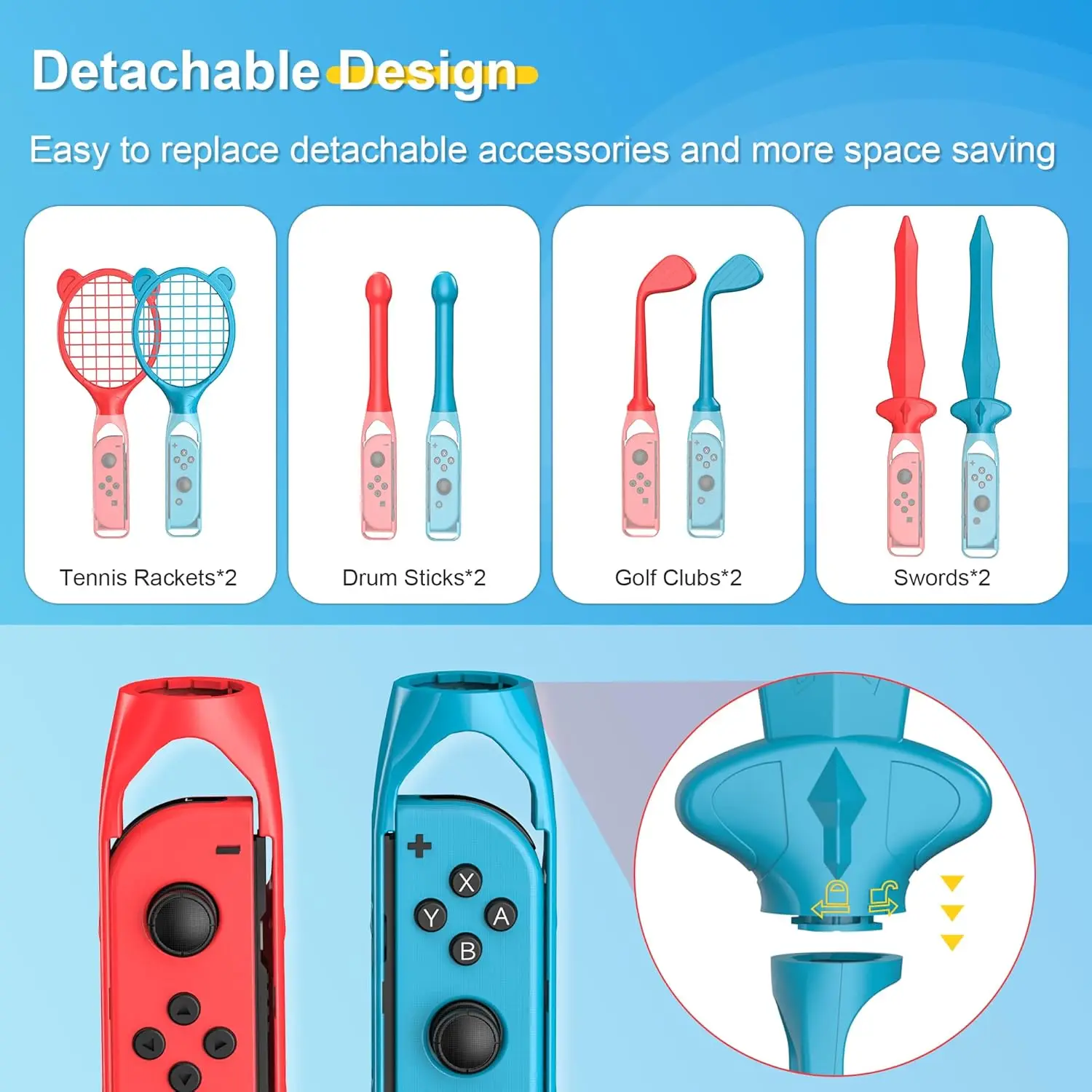 Switch Sports Accessories Bundle, 18 in 1 Sports Accessories Kit for Nintendo Switch/Switch OLED, Family Accessories Bundle Kit