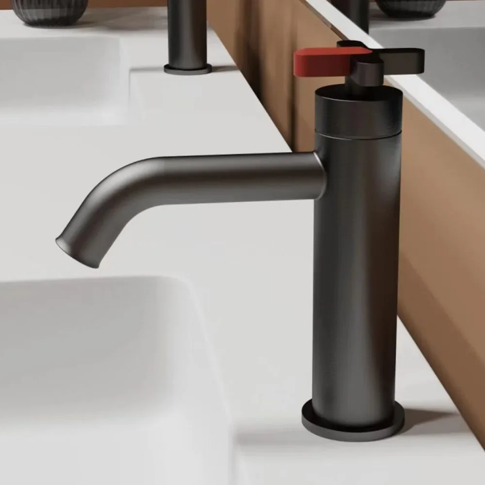 Gunmetal Brass Bathroom Basin Faucet Hot And Cold Water Mixer Tap
