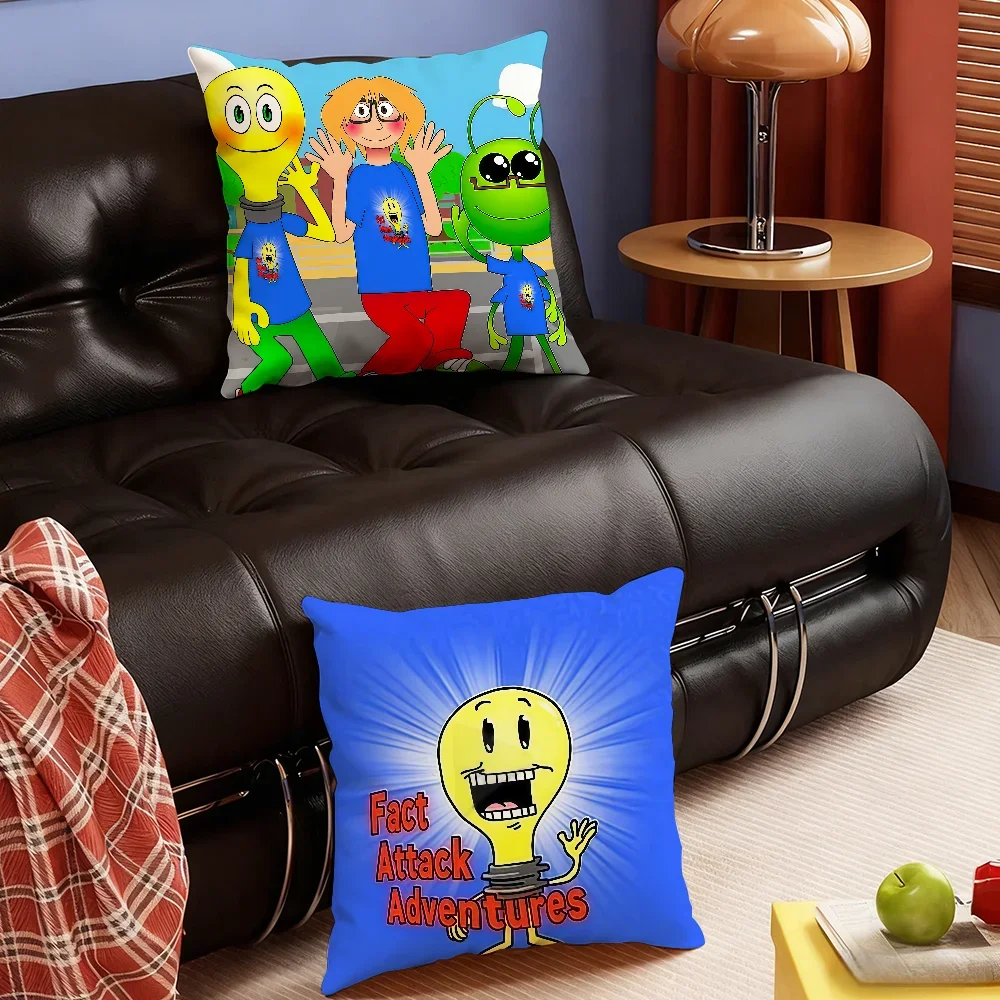 Cartoon F-Fact A-Attack Adventures-S cushion cover Soft Smooth Pillow Case Hidden Zipper Washable Decorative Couch Office Gift