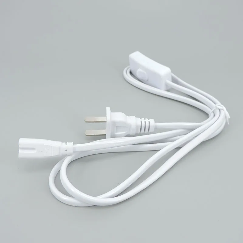 2 3 pin hole AC EU US Plug Switch Cable T5 T8 LED Tube Power supply Charging extension Wire ON/OFF Connector Lighting Accessory