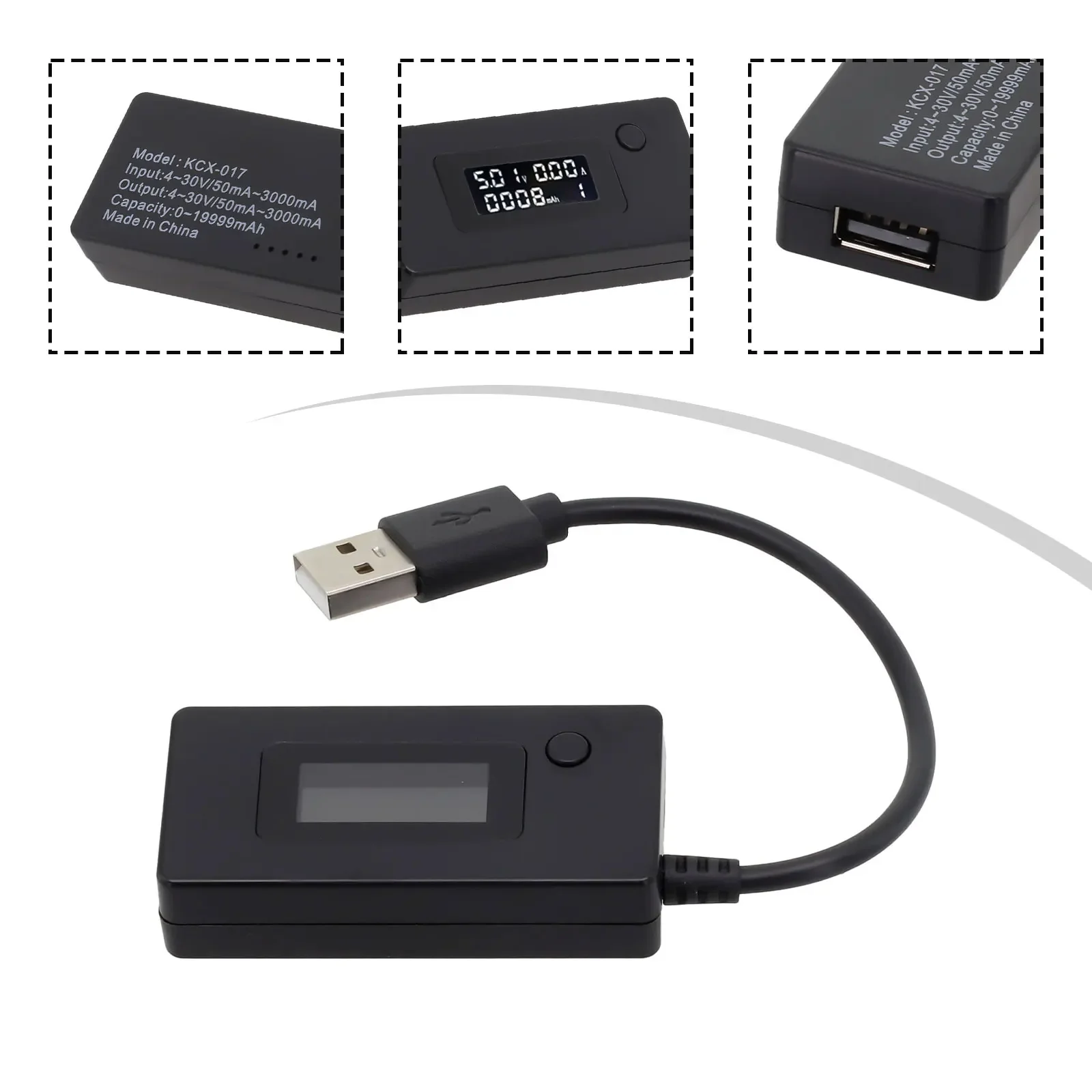 

Power Capacity Tester Current Voltmeter USB Tester Data Saving Function Electrical Accessory For Monitor Mobile Power