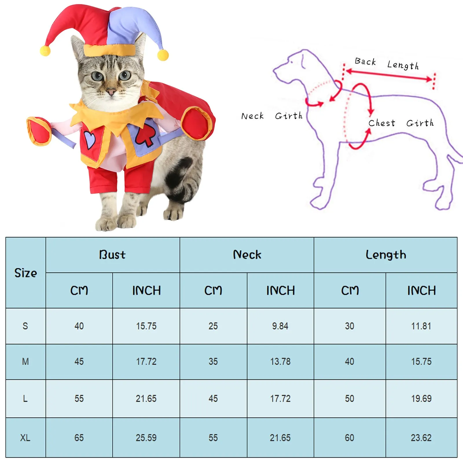 Funny Halloween Pet Cosplay Costumes Dog Cat Clown Clothes Halloween Party Costume For Dog Dog Clothes With Hat