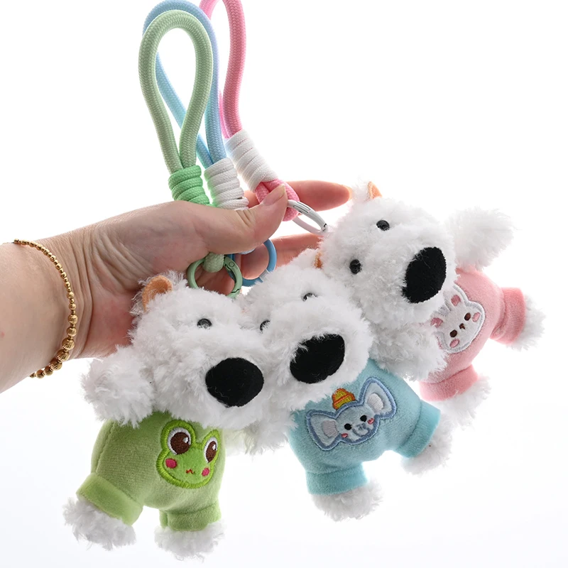 Colgante de muñeco de peluche de perro West Highland, lindo cachorro colorido, llavero de peluche de perro de verano, decoración de mochila, dijes Kdi, regalo de cumpleaños