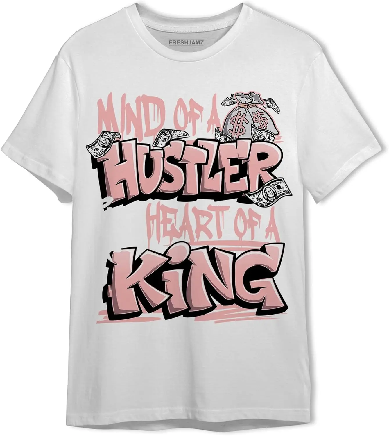 

Hustler Heart King Unisex Matching 11s Low Legend Pink Graphic T-Shirt for Men Women