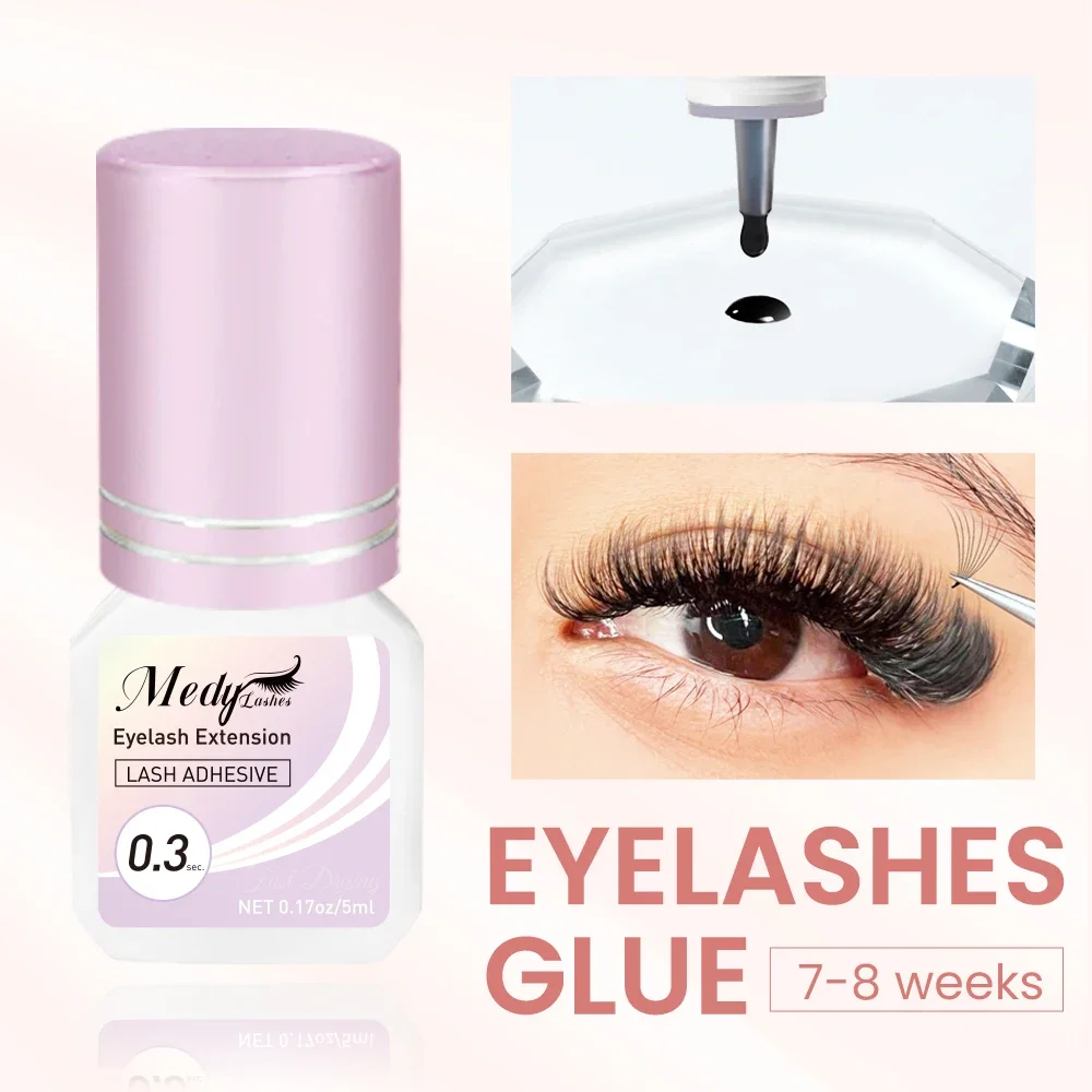 Extra Strong Eyelash Glue 5ml 0.3-3 Sec Drying Time Retention 7-8 Weeks Low Smell Waterproof Eyelash Extension Glue Wholesale