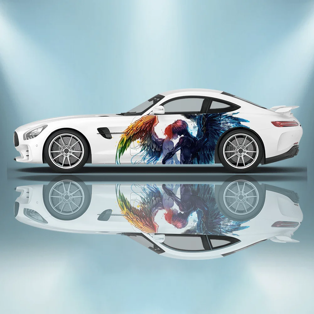 

Winged angel and demon car sticker full body decal decoration covering scratches protect car sticker waterproof car vinyl wraps