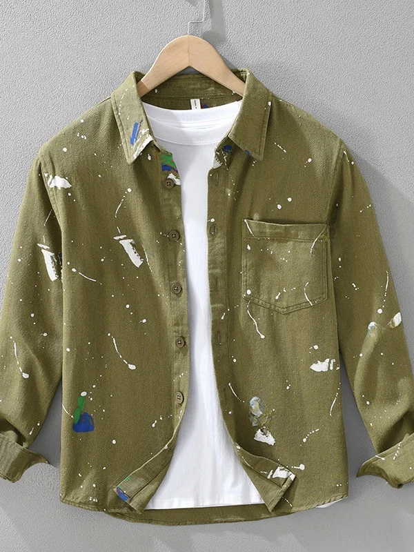 

Men's Long Sve irt Japanese Sle Retro Art Casual Cotton Spring Outerwear Faionable Heavyweight Pure Cotton Crt