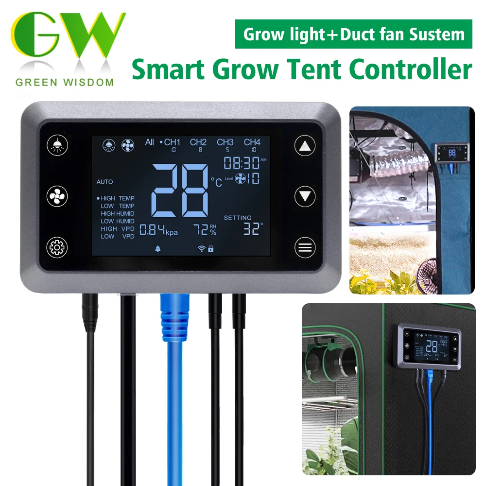 

Various Interfaces Independent Programs Smart Multi-Task Grow light and Duct fan System Smart Grow Tent Controller